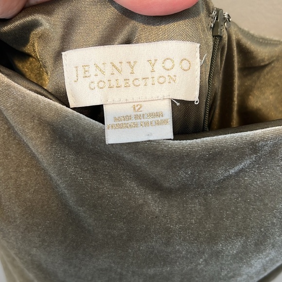 Jenny Yoo Collection for Anthropologie Mara Sage Velour Maxi Dress Women's 12 - Picture 8 of 16